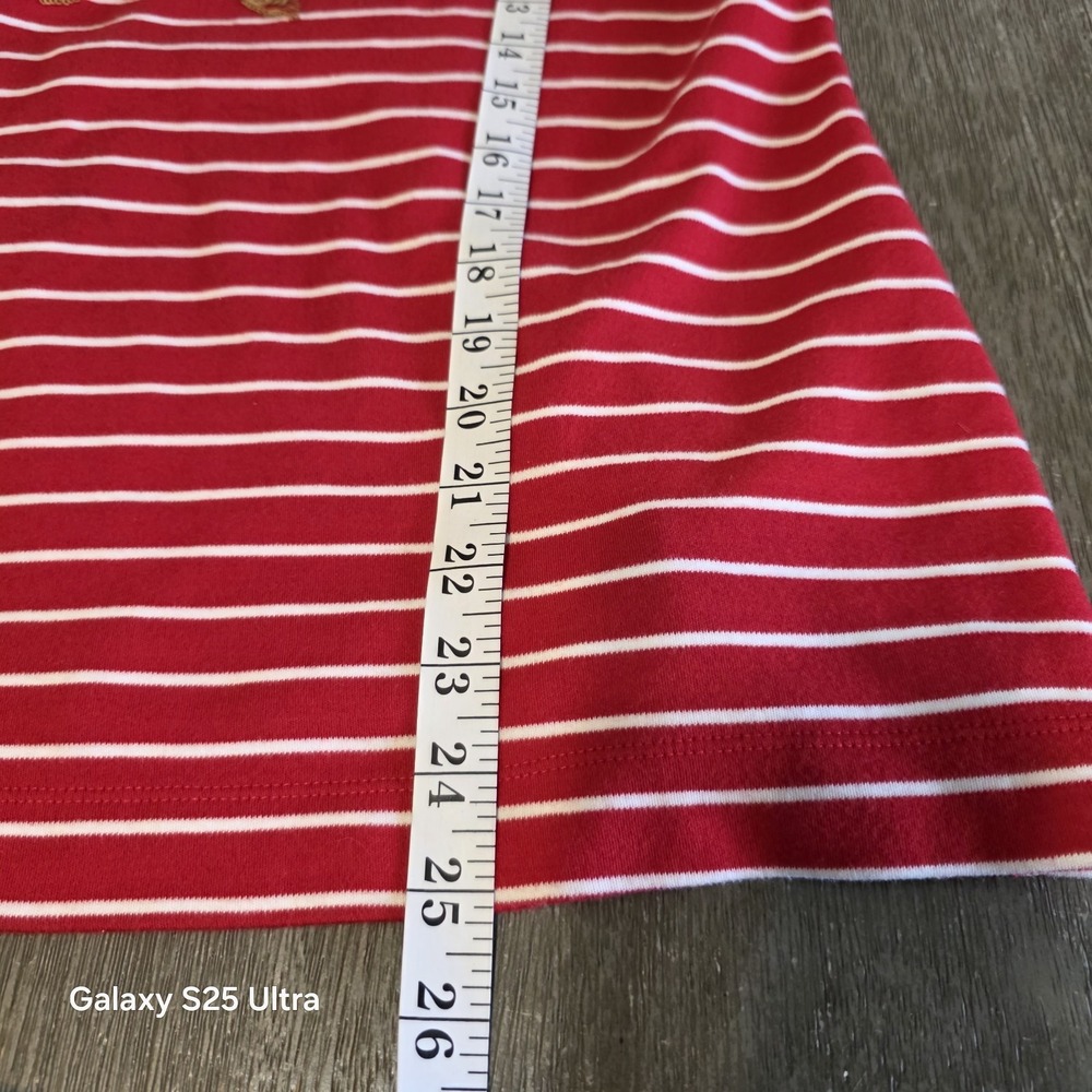 Croft & Barrow T Shirt Womens L Red White Striped Sequin Starfish Coastal - Picture 5 of 10